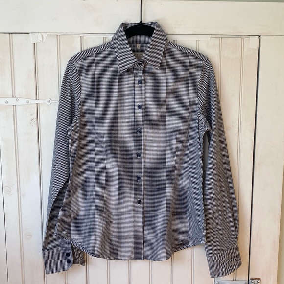 Pauw Amsterdam Blue & White Gingham Button-Up Shirt Size 2 Blouse